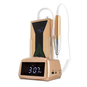 Aluminum Alloy Professional 45000RPM Nail Drill Machine Rechargeable 85W Brushless Motor LCD Display Strong Nail Sander Clock