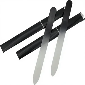 Amazing Harmony Non Electric Double Sided Nail File & Buffer with Glass Case (Black 2 Pieces)