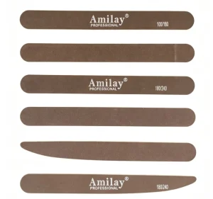 Amilay Double Sided Coffee Sandpaper Nail File 100 180 180 240 Grit Washable Reusable Salon Manicure Buffer File OEM