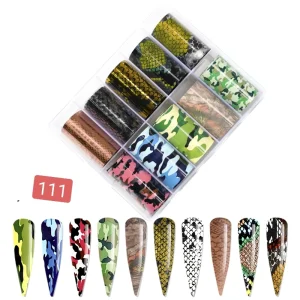 Animal Snake Skin Camouflage Flower Foil Nail Art Decoration Sticker