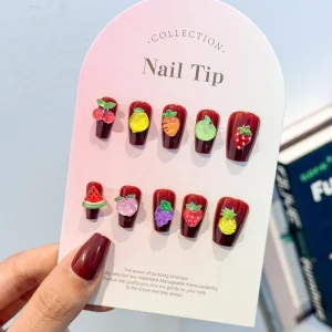 Anime Cherry Apple and Watermelon 3D Resin Nail Accessories Cartoon Mini Fruit Nail Decorations Charms