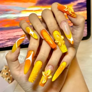 Artificial ABS Press on Nails High end Luxurious Square & Almond Shape Finger Nails Hard and Reusable Customized