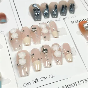 Artificial False Fake Nails High Quality French Tips Handmade Press on Nails Acrylic French Nails