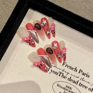 Artificial Fingernails 10Pcs Lovely Acrylic Press on Handmade False Nail With Private Label