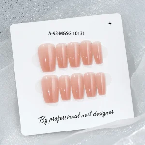 Artificial Fingernails False Nails Square Design Luxury Pattern Full Cover Short Handmade Press on Nails with Glue OEM
