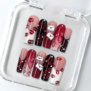 Artificial Fingernails Handmade 3D Luxury INS Style Acrylic False Nails Sparkling Rhinestone Flower