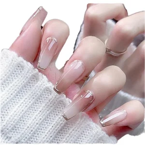Artificial Reusable ABS Press on Nail Tips Luxury Long Press on Nails 24 Piece False Artificial Nails With Glue