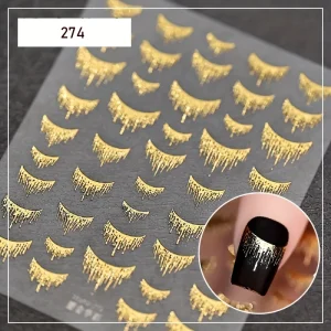 Aurora Gradient Tassel Designs French Nail Decals Self Adhesive Golden Foil Nail Art Stickers