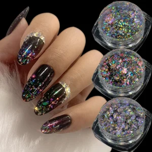 Aurora Holographic Chameleon Acrylic Powder Dazzling Flakes Phantom Rough Style for Nail Glitter Decorations