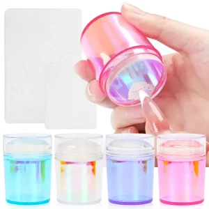 Aurora Nail Stamper 3.8cm Clear Silicone Head with Cover Professional Nail Art Stamping Tool for Precise Design Transfer