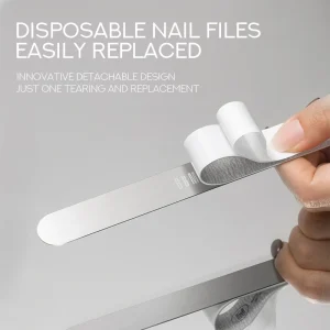 BBM New Reusable Metal Nail File and 120 180 Grit Replaceable Refilled Grey Sanding Paper Sleeve Interchange Disposable Use