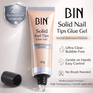 BIN UV Solid Nail Tip Glue 15g/30g/60g Strong Adhesive Press on Solid Tip Glue Gel Extension Tube Gel Glue Gel X Nail Tips