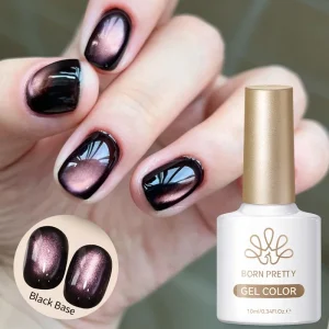 BORN PRETTY 10ml Pink Glass Bead Cat Eye Gel Polish Custom Natural Resin TPO Free Jelly Crystal Cateye Nail Gel Polish with Logo