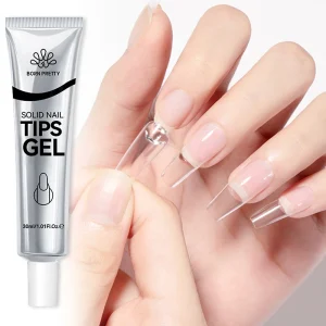 BORN PRETTY 30ml Crystal Clear Long Lasting Not Sticky Hand Nail Glue Solid Gel Nail Tips Glue For Fake Press On Nails