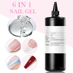 BORN PRETTY 6 Functions Multifunction 1KG Nail Gel Polish Bulk OEM Top Base Coat Extension Gel Resin Material For Nails