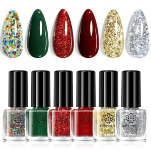 BORN PRETTY 6pcs set Super Flash Sequins Nail Polish Set in Stock Long Lasting Glitter Nail Lacquer Polish Set for Salon