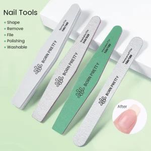 BORN PRETTY Double Sides Washable Nail File 100 180 240 320 Grit Professional Wooden Files for Nails