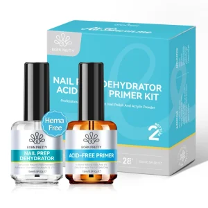 BORN PRETTY Nail Prep Dehydrate and Acid Free Nail Primer Kit for Acrylic Nails Fast Dry Superior Bonding Primer Private Label
