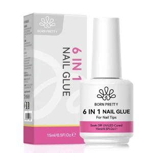 BORN PRETTY New Upgrade 6 in 1 Glue Gel Custom Logo 15ml Base Top Coat Nail Polish Glue Gel for Gel X Nail Tips Nail Extension