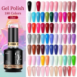 BORN PRETTY PRO 15ml 180 Colors Odorless Soak Off Gel Color Long Lasting Gel Polish Private Label Uv Nail Gel Polish