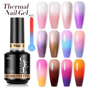 BORN PRETTY PRO Custom Logo Aurora Shimmer Mood Temperature Change Gel Nails Color Changing Gel Polish for Ombre Thermal Nails