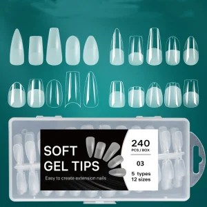 BQAN Multifunctional 5 in 1 Soft Gel Tips 240 Pcs Box Nail Extension French Tip Press on Nails Nail Tips for Manicure