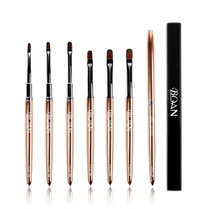 BQAN OEM Logo Rose Gold Metal Handle UV Oblique Nail Art Brush One Stroke Gel Brush Set Acrylic Brush
