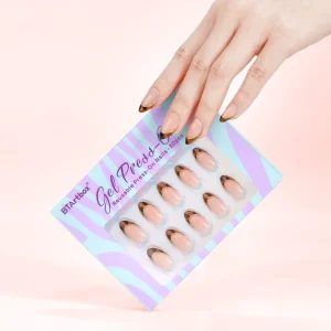 BTArtbox High Quality Artificial Nail Manufacturers Soft Gel Custom Design Short Almond French Tips Press on Nails Set