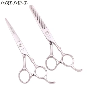 Barber Scissors 5.5″ 6″ Japanese Steel Professional Hairdressing Scissors Silver Thinning Shears Cutting Shears A9030