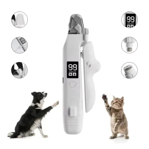 Battery-Powered 2-in-1 Electric Pet Nail Grinder & Clipper with LED Light Stainless Steel for Dogs Cats