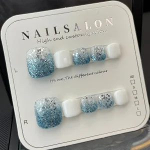 Beautiful Toe Nail Design Soft Gel False Toenails Artificial High Quality Shiny Cartoon Diamond Handmade Toe Nail