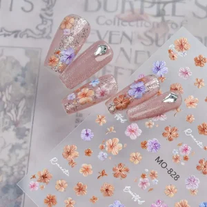 Beauty Products Custom Nail Supplies 3D 5D Nail Stickers Dried Flower Feature DIY Press on Nail Decal Manicure Decoration