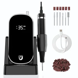 Beginner Friendly Nail Drill Machine Quiet Motor Safety Guard USB Charging for DIY Gel Nails at Home