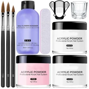 Beginners Professional Full Acrylic Powder Bulk Set 3pcs Nail Art Beauty Pink Clear Milky White Acrylic Nail Powder for Nails