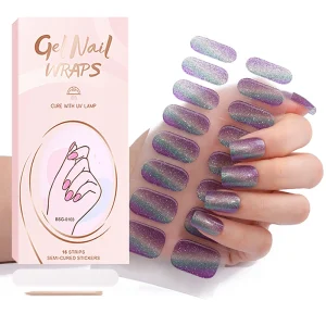 Best Selling 16-Finger Self Adhesive 3D Nail Stickers Monochrome Cat’s Eye Gradient Polish Film Glitter Powder Gel Strips