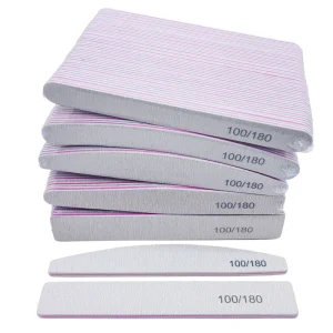 Best Selling Factory Nail Files 100 180 Grit Half Moon Square Straight Zebra Nails Files Washable Sandpaper Manicure