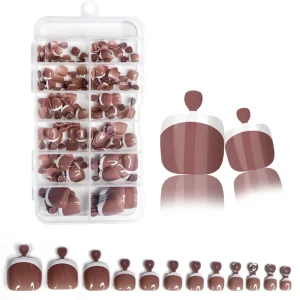 Best Selling Pedicure Decorations Press on Nails 120pcs Pack Full Cover French Style Clear Pink False Toe Nails