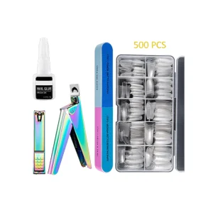 Best Selling U shaped Nail Tip Edge Cutters Artificial Acrylic Nail Tips with Box DIY Nail Art Kit Manicure Set
