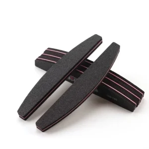 Black Buffing File 100 150 180 240 Grit Hot Selling Nail Tools Half Moon Nail Buffer for Acrylic Nails and Natural Nails