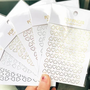 Black Gold 3D Plastic Nail Art Sticker Heart Shape Decals Manicure Self Adhesive Nail Stickers Wraps Art Decoration