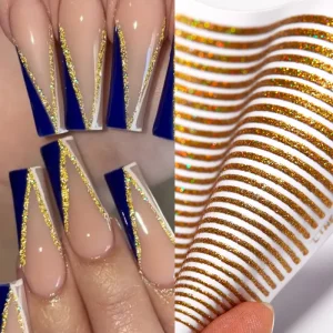 Black Gold Rose Gold Silver Metal Glow in the Dark Glitter Strip Tape Nail Art Adhesive DIY Foil Tips Nail Stickers Lines