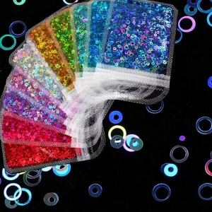 Bling Glitter Circle Nails Art Kits Cosmetic Chunky Nail Glitter Decoration for Acrylic Nails