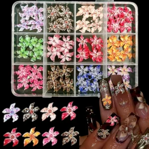 Blossom Petal 3D DIY Resin 96pcs box 12grid Soft Cherry Spotted Flower Nail Charms Nail Art Decorations