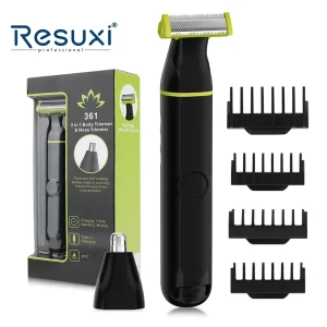 Body Trimmer & Nose Trimmer 2 in 1 IPX7 Floating Cutter Head Stainless Steel Foil Face Shaver Cordless Grooming Kit
