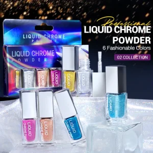 Bojun MCB Set 02 Liquid Chrome Powder 1pcs Fashionable Shimmer Mirror Effect Metallic Nail Art TPO Free MSDS Custom Logo Yiwu