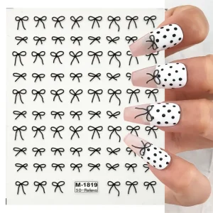 Bow Nail Stickers 3D Self-Adhesive Colorful Spring Summer Nail Art Design Supplies Nail Gel Sticker