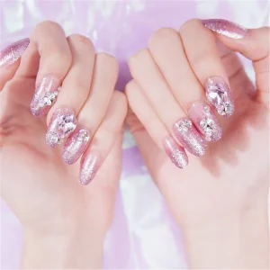 Bride False Nail Tips 3D Press on Fake Nails 24 Pcs Box