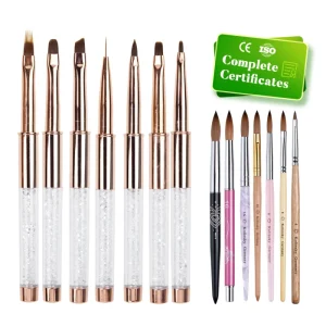 Brush for Acrylic Nails 100% Kolinsky 3D Flower Ombre Carving Gel Pen Pink Nail Art Brush Set