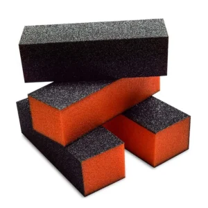 Buffer 3 Way Orange Emery Foam Black Grit 80 100 Straight Premium Square Polishing Block for Home and Salon Use