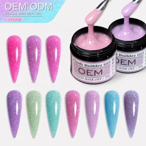 Buildering Gel Sparkly Shine Private Label Glitter Diamond Disco Hard Gel Nail Extension Gel Polish